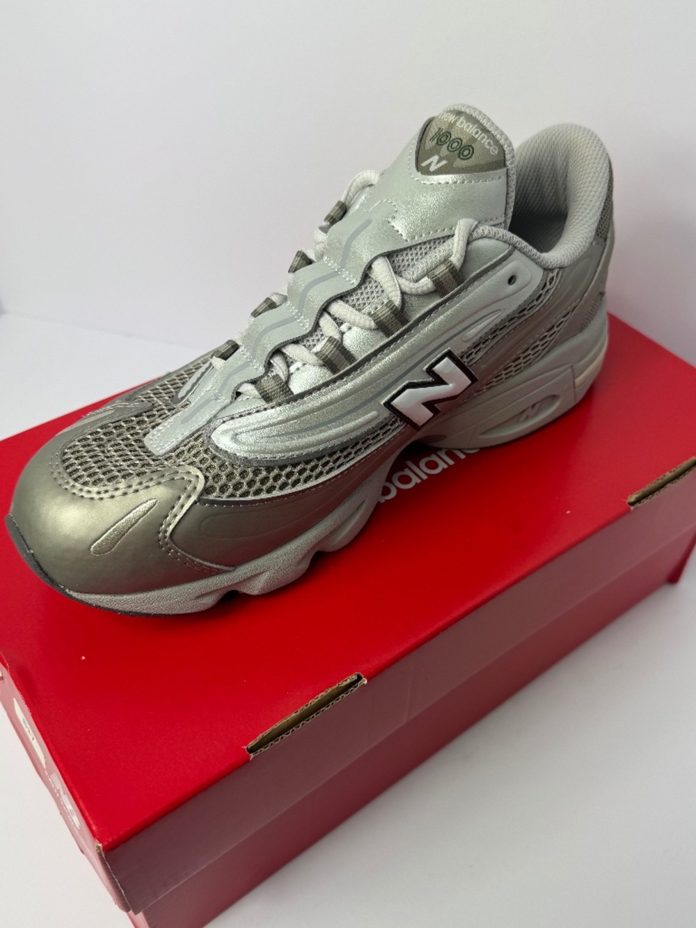 Big Kid New Balance 1000 Shoes Arid Stone & Metallic Silver 8.5 Women / Youth 7